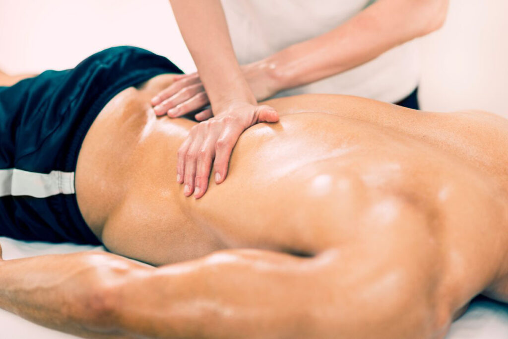 Deep tissue massage focused on muscle tension and recovery at a Juno Beach massage therapy studio