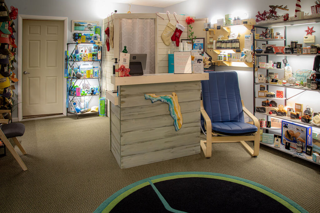 Interior of the Ideal Wellness Center lobby in Juno Beach, Florida, showing a calm and welcoming wellness environment